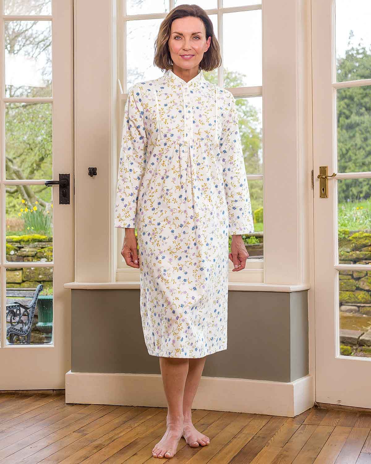 Brushed cotton nightdress long sleeve sale